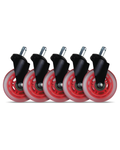 3" casters for gaming chairs (red) univ., 5 pcs