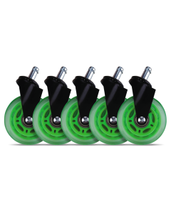 3" casters for gaming chairs (green) univ., 5 pcs