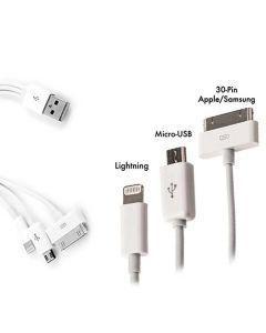 3-IN-1 MULTI USB CHARGING CABLE (MICRO USB, APPLE LIGHTNING  APPLE 30PIN)